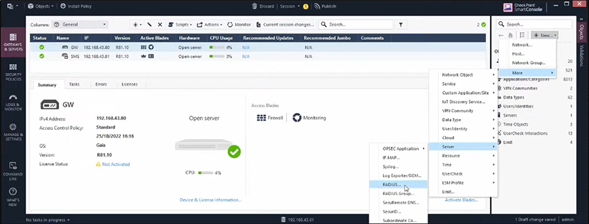 Adding RADIUS to the checkpoint firewall